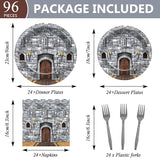 96PCS Medieval Plates Napkin Halloween Castle Party Decorations
