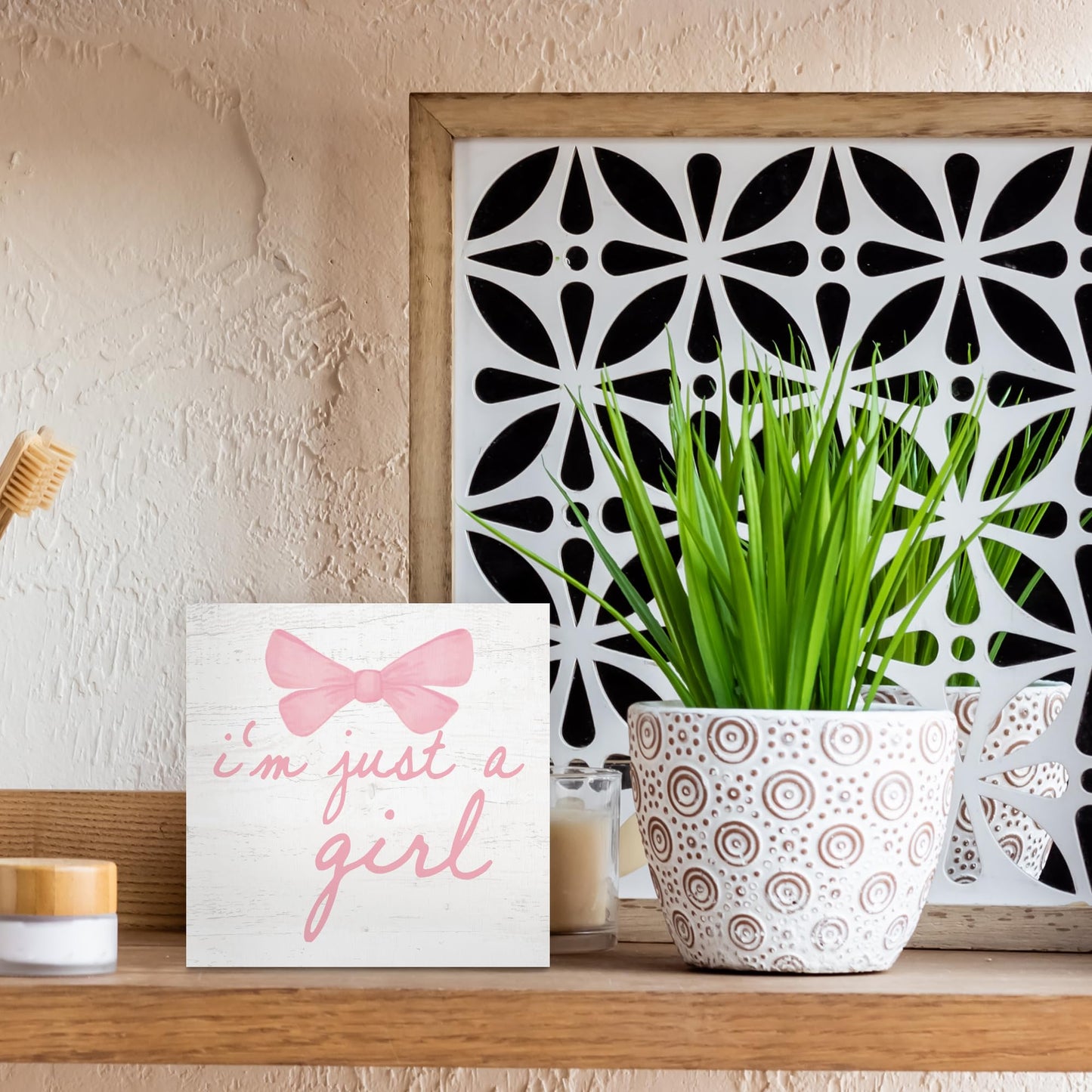 CUANFDDSF Trendy Pink Bow Coquette Room Decor Wooden Box Sign,