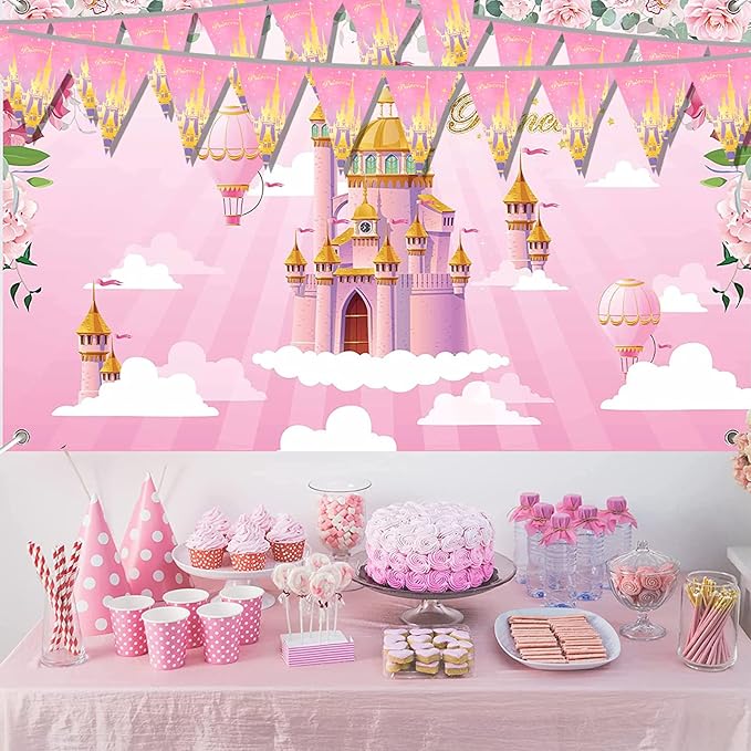 49ft Princess Birthday Decorations Flag Banner Theme Triangle Flags