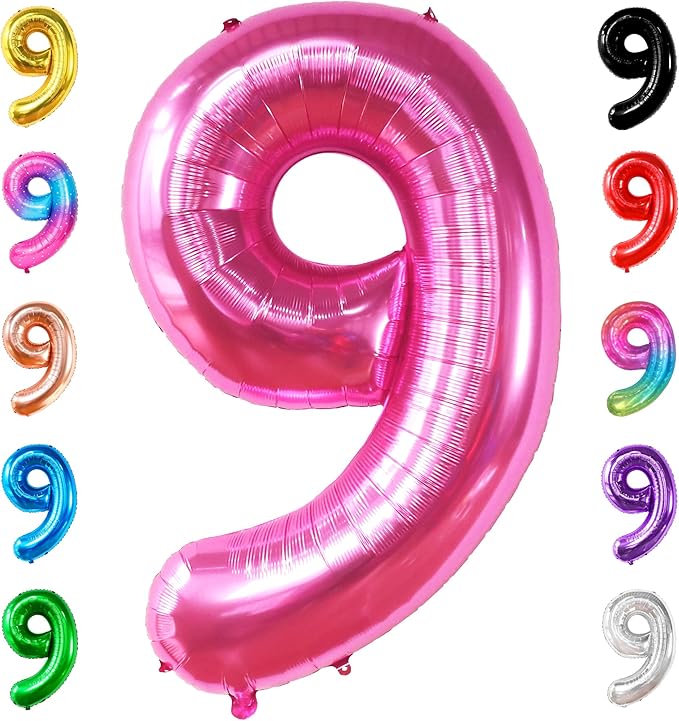 KatchOn, Giant Hot Pink Number 9 Balloon - 40 Inch | Foil 9 Birthday