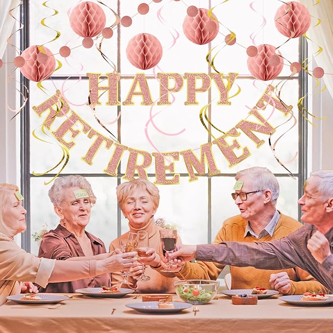 Retirement Party Decorations Kit for Women 17 Piece Elegant Rose