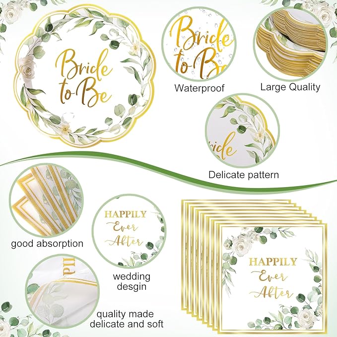 400 Pcs Bride to Be Bridal Party Supplies Eucalyptus Leaves Sage