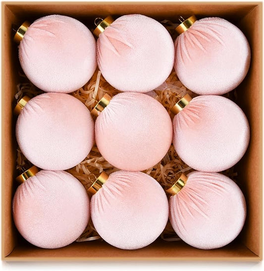 Velvet Ornaments for Christmas Tree Decorations - Light Baby Pink