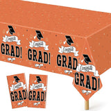 QZYL 2Pcs 2026 Graduation Table Cloths, 108" X 54" Orange Grad Party