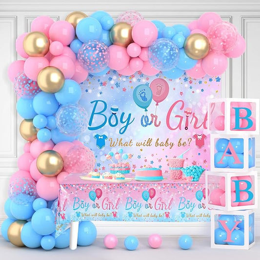 Baby Gender Reveal Party Decorations Pink Blue Balloon Arch Garland