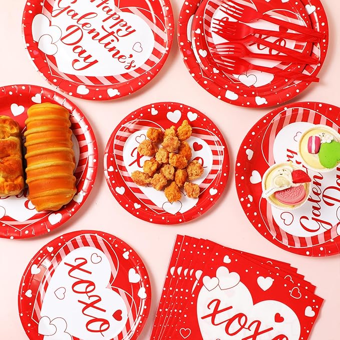 100pcs Galentine's Day Party Supplies Valentine's Day Paper Plates