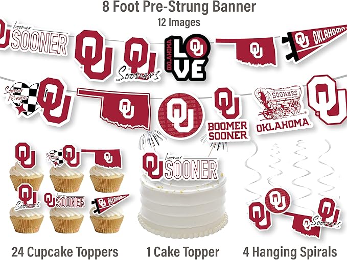 University of Oklahoma Party Supplies for Football, Birthday Gift,