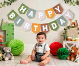 Wild One Felt Green Happy Birthday Banner Birthday Decorations for