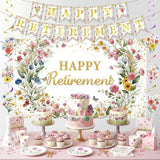 8pcs Floral Retirement Party Decorations for Women Wildflower Happy