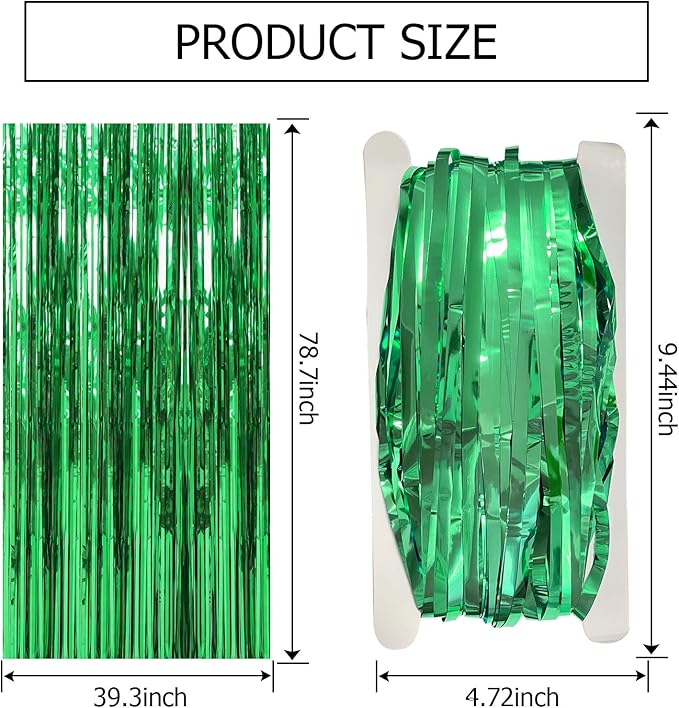 10 Pack Green Streamers Backdrop Jungle Party Decorations Foil