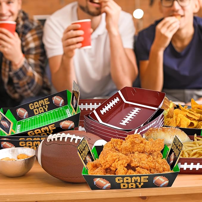 Football Party Supplies Kit for 36 Large Football Food Plates