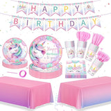 171Pcs Unicorn Birthday Party Supplies with Plates Cups Napkins