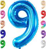 KatchOn, Giant Blue Number 9 Balloon - 40 Inch | Foil 9 Birthday