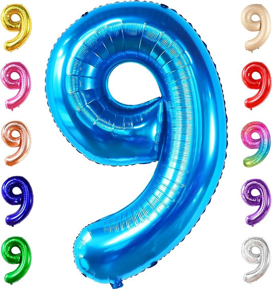 KatchOn, Giant Blue Number 9 Balloon - 40 Inch | Foil 9 Birthday