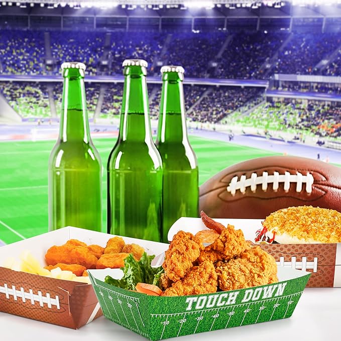 50PCS Football Party Decorations Football Paper Snack Tray Large