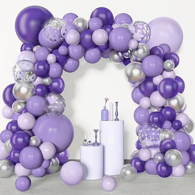 Amandir 153pcs Purple Balloon Garland Arch Kit, Different Sizes 18 12