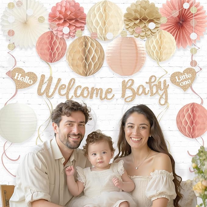 Boho Baby Shower Decorations for Girl Pre Strung Welcome Baby Banner