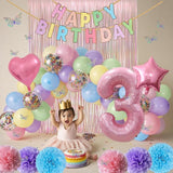 Pastel 3rd Birthday Party Decorations for Girls Number 3 Balloon