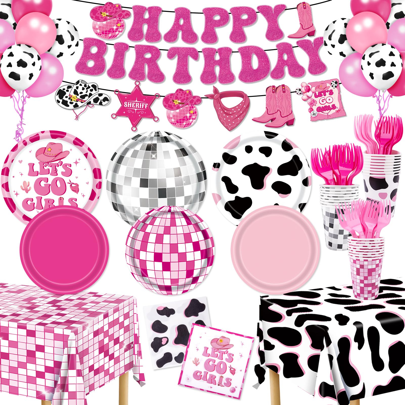 147pcs Cowgirl Birthday Party Decorations, Disco Cowgirl Party