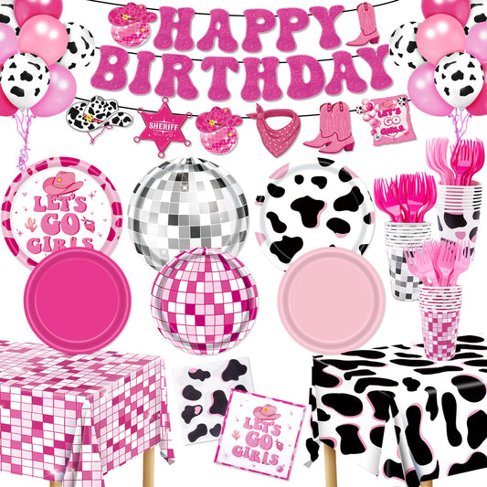147pcs Cowgirl Birthday Party Decorations, Disco Cowgirl Party
