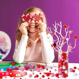 Valentine's Day Pom Poms Balls 600 Pieces Pink Red Glitter Pom Poms