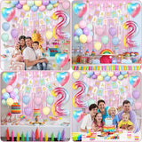2nd Birthday Decorations Rainbow Gradient Number 2nd Balloon Pastel