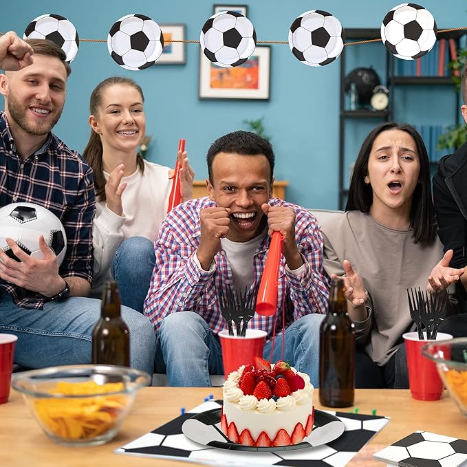 120 Pcs Soccer Party Supplies Bundle Paper Plates Napkins Forks