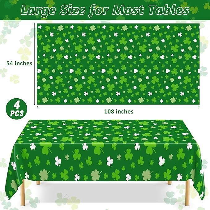 4 PCS St Patricks Day Decorations, Plastic 108" X 54" Irish St
