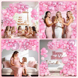 Amandir 153pcs Pink Balloon Garland Arch Kit, Different Sizes 18 12