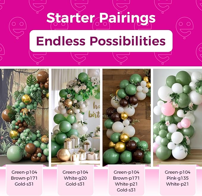 Bezente Sage Green Balloons - 100 Pack 12 Jungle Party Decorations
