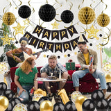 ZERODECO Black Gold Birthday Decorations, Easy to Assemble Happy