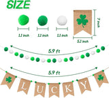 2PCS St Patrick's Day Burlap Banner Felt Ball Garland Set Shamrock