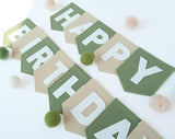 Felt Green Khaki Happy Birthday Banner Pastel Wild One Birthday