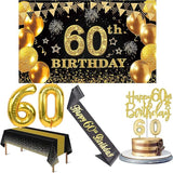 60th Birthday Decorations Men Women with 60th Birthday Banner Black