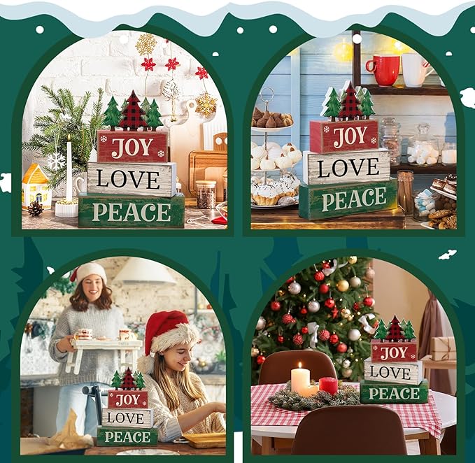 4 Pcs Christmas Table Decor Christmas Tree Centerpiece Joy Peace
