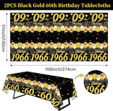 Uiorgui 2pcs 60th Birthday Tablecloth, Black Gold 60th Birthday