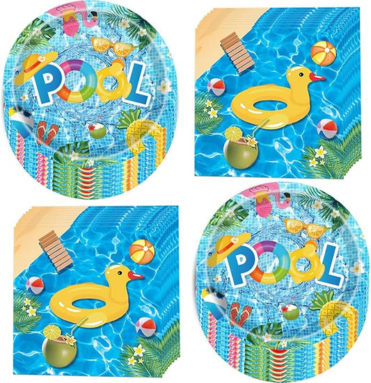 100Pcs Pool Party Supplies Summer Beach Party Set 7"Summer Pool