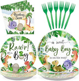 96Pcs Dinosaur Baby Shower Party Decorations for Boys Dino Baby