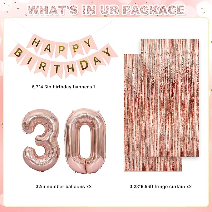 Woman Lady Rose Gold Party Decorations Happy Birthday Banner Tassel