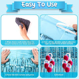 Voircoloria 4 Pack 3.3x8.2 Feet Light Blue Foil Fringe Backdrop