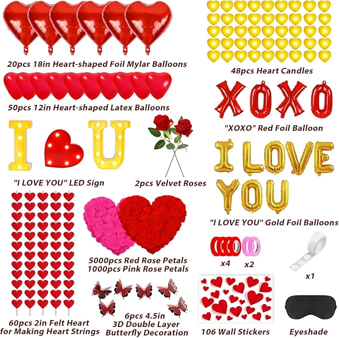 Romantic Valentine's Day Decorations Special Night 6000 Rose Petals