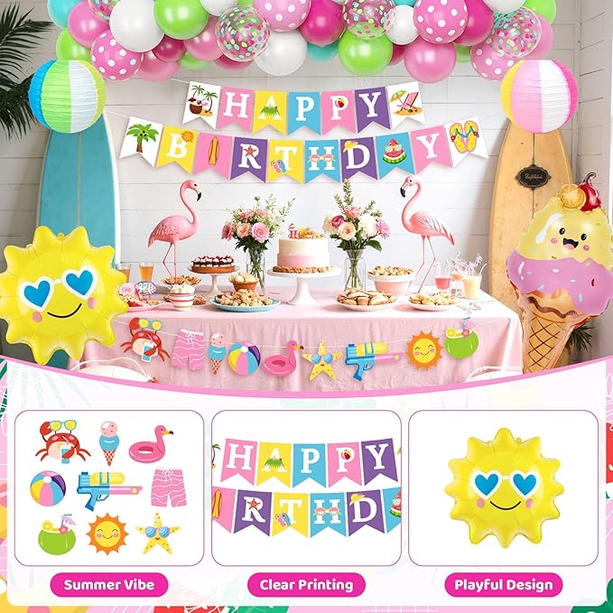 Summer Pool Beach Party Decorations, Splash Birthday Bash Party Suppli