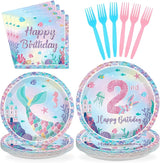Grencian 96PCS Mermaid Birthday Party Decorations Mermaid 2nd