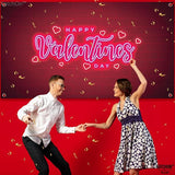 Happy Valentines Day Banner XtraLarge 72x44 Inch Neon Valentines Day