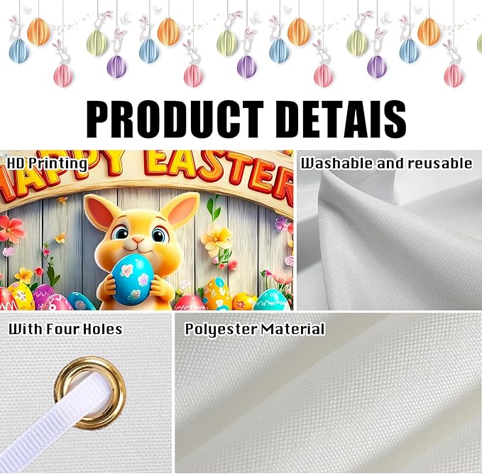 Easter Banner Polyester 43x70.86 Inches Banner Easter for
