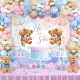 Bear Gender Reveal Balloon Boxes Decorations 158pcs Pink Blue