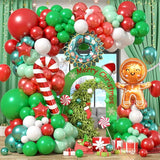 Christmas Tree Garland 120 PC Metallic Green and Red Balloon Garland