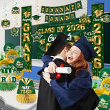 Graduation Decorations 2026 Green and Gold Graduation Party Decor Set