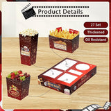 27 Set Movie Night Snack Trays Disposable Paper Movie Snack Boxes