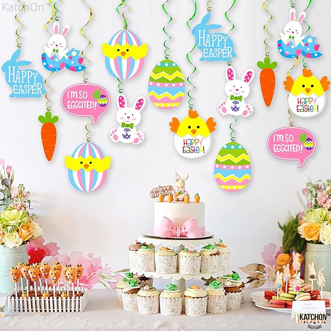 Easter Hanging Swirls Decorations 46 Pack No DIY Easter Decorations
